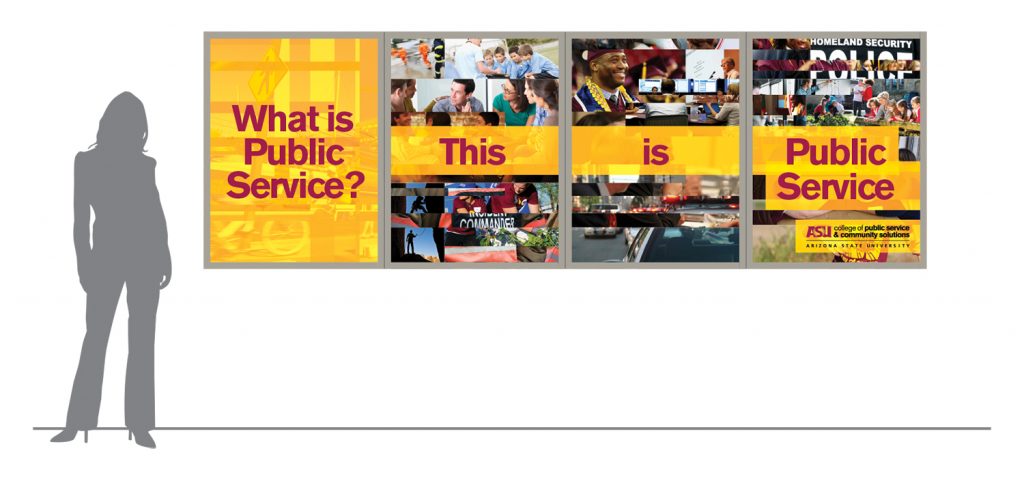 Arizona State University College of Public Service and Community Solutions Four-Panel Case Display