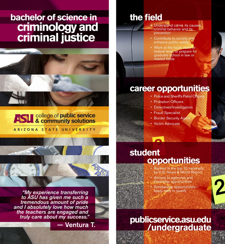 Arizona State University Bachelor of Science in Criminology & Criminal Justice Information Card
